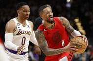 Former LA Lakers point guard Russell Westbrook and Portland Trail Blazers superstar point guard Damian Lillard